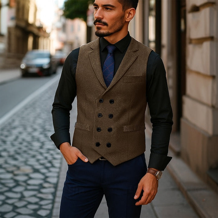 Bennett | Double-Breasted Herringbone Waistcoat