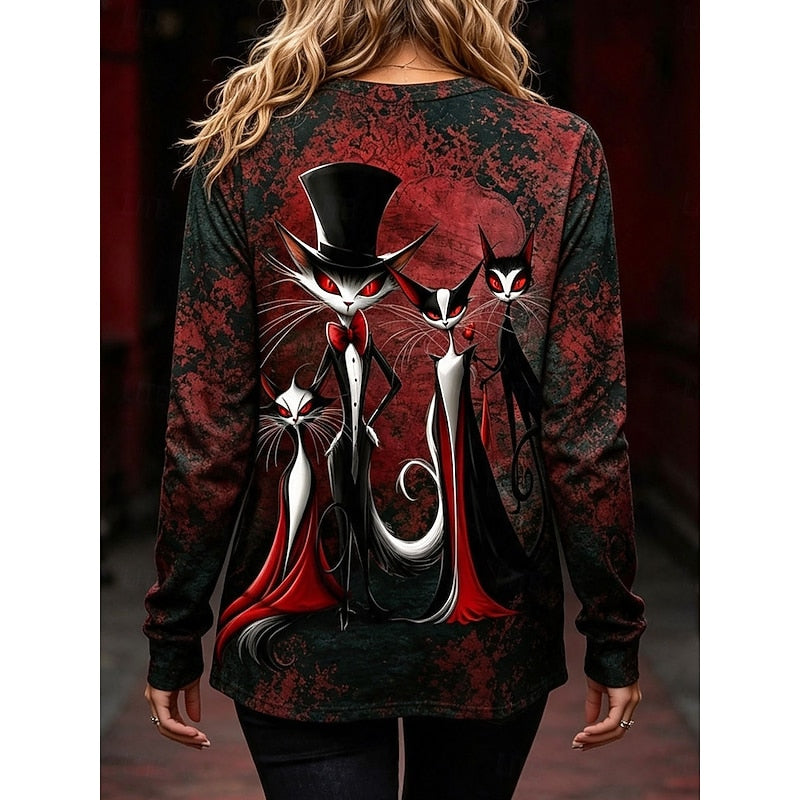Katherine | Halloween Gothic Graphic Long-Sleeve Top