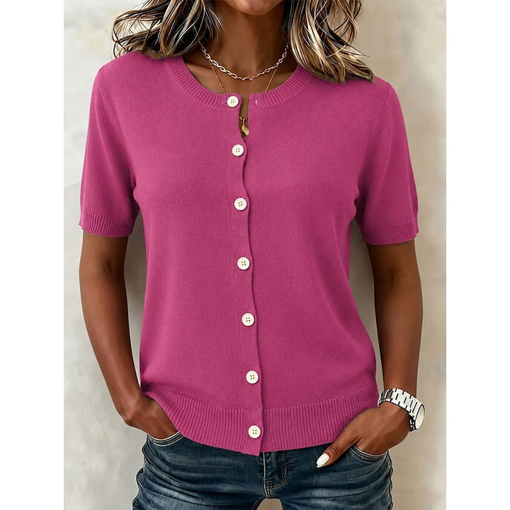 Delia | Button-Front Short Sleeve Top
