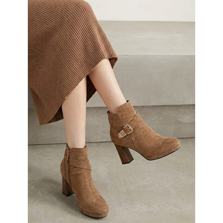 Renata | Buckle-Strap Block Heel Ankle Boots