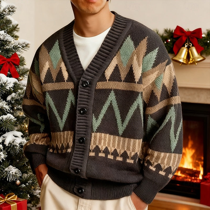 Marcus | Patterned Button-Up Cardigan