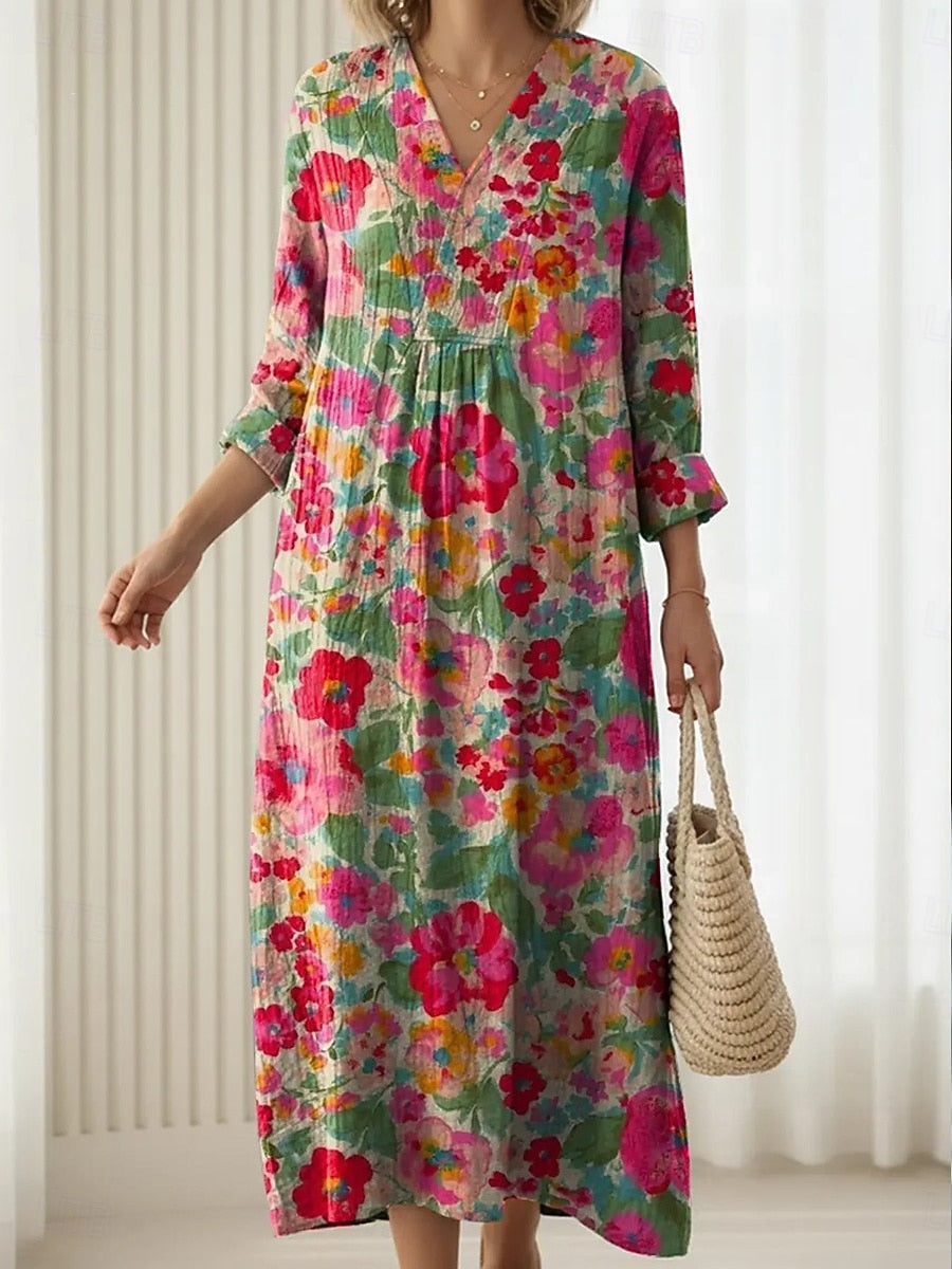 Crystal | Everyday Floral V-Neck Long Dress