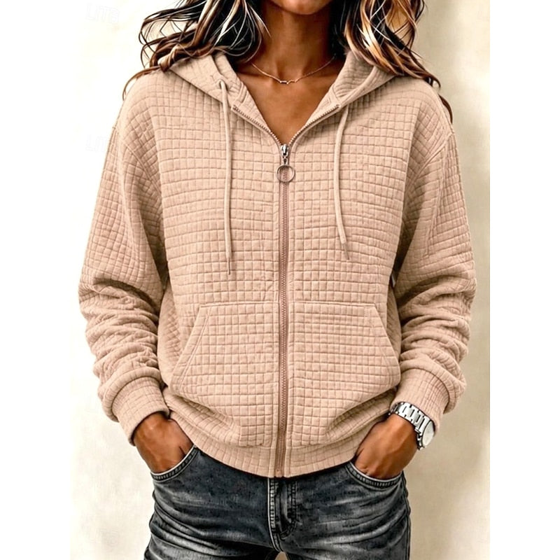 Kathryn | Textured Zip-Up Hoodie