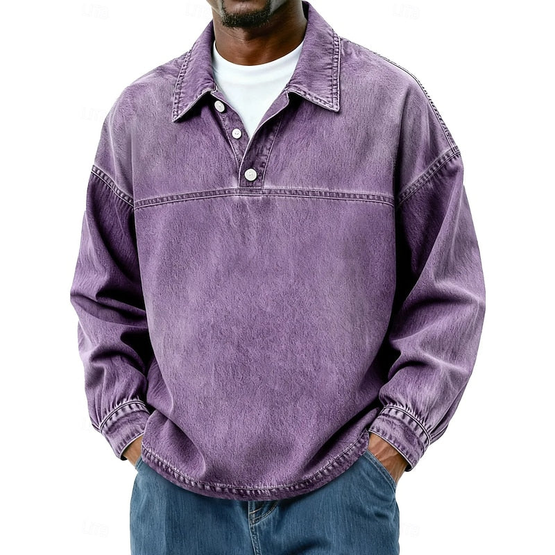 Gabriel | Washed Long Sleeve Polo Shirt