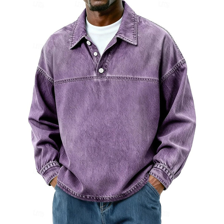 Gabriel | Washed Long Sleeve Polo Shirt
