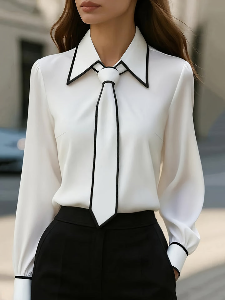 Adelina | Contrast Tie Blouse
