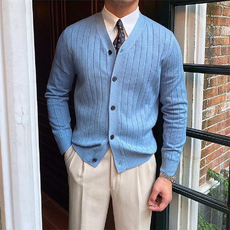 Vincent | Ribbed V-Neck Button Cardigan