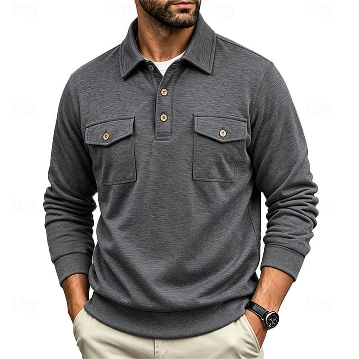 Harold | Refined Long-Sleeve Pocket Polo Shirt