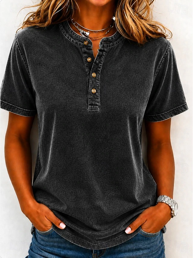 Nora | Relaxed Button-Neck Top