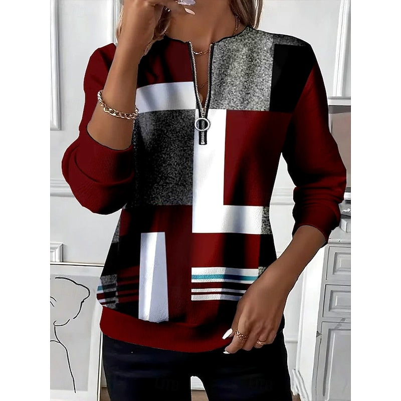Nancy | colour Block Zip-Neck Sweatshirt