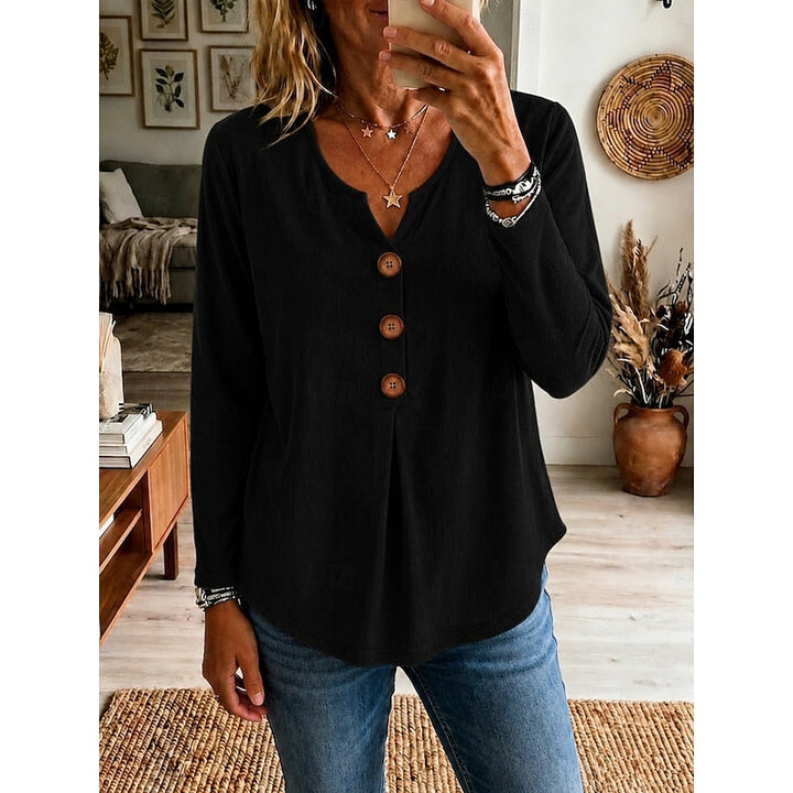 Katherine | Buttoned V-Neck Top