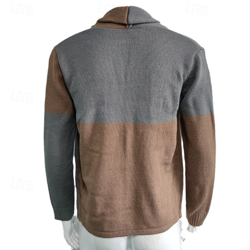 Frederick | colour Block Shawl Collar Cardigan