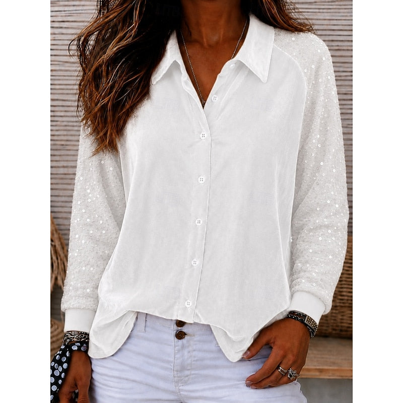 Meredith | Shimmer-Sleeve Elegant Shirt