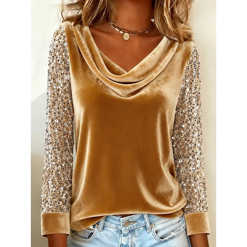 Marlene | Shimmering Cowl-Neck Top