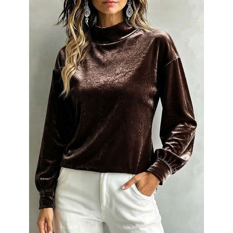Clarice | Elegant Mock Neck Blouse