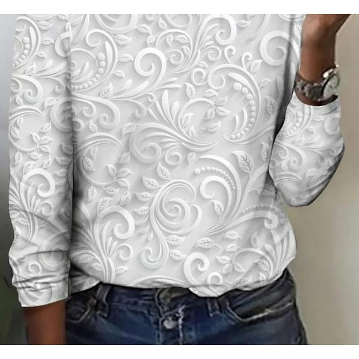 Noelle | Elegant Floral Long-Sleeve Tunic Top