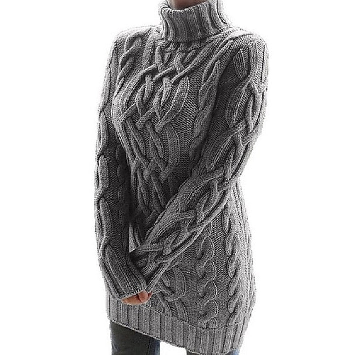 Thea | Cable-Textured Turtleneck Jumper Dress
