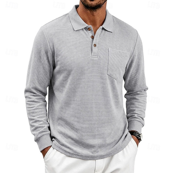 Quentin | Textured Long-Sleeve Polo Shirt