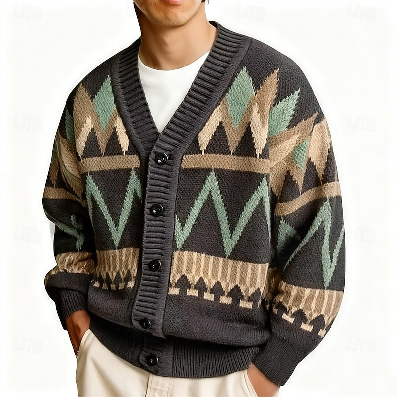 Marcus | Patterned Button-Up Cardigan