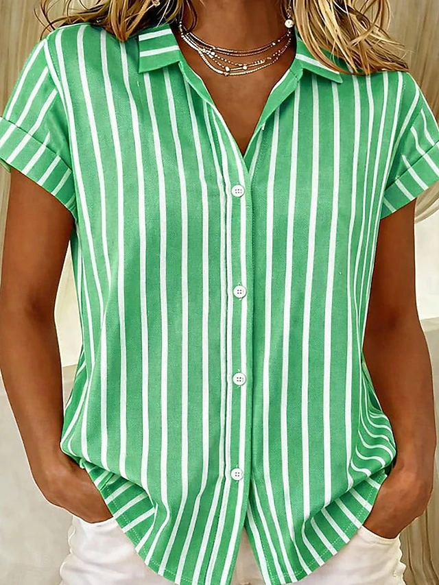 Sylvia | Striped Short-Sleeve Blouse