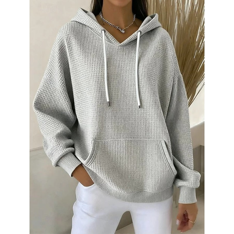 Harper | Textured Drawstring Hoodie