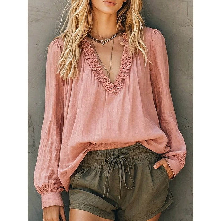 Renata | Ruffled V-Neck Blouse