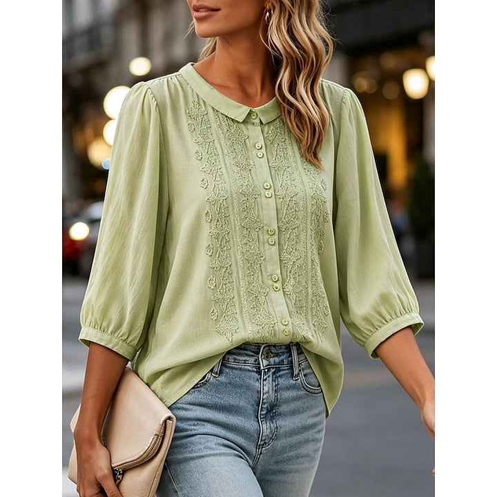 Paige | Embroidered Peter Pan Collar Blouse