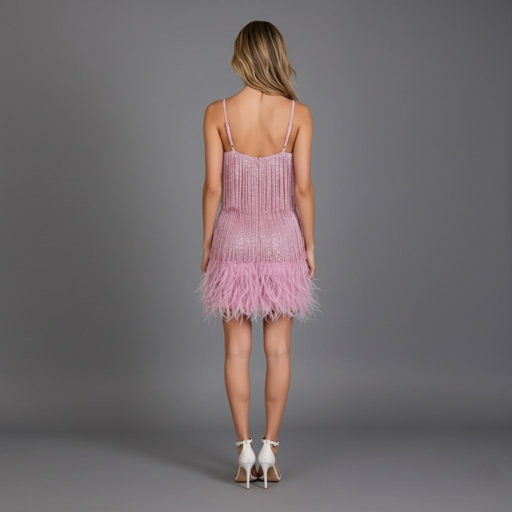 Anastasia | Fringe &amp; Feather Party Dress