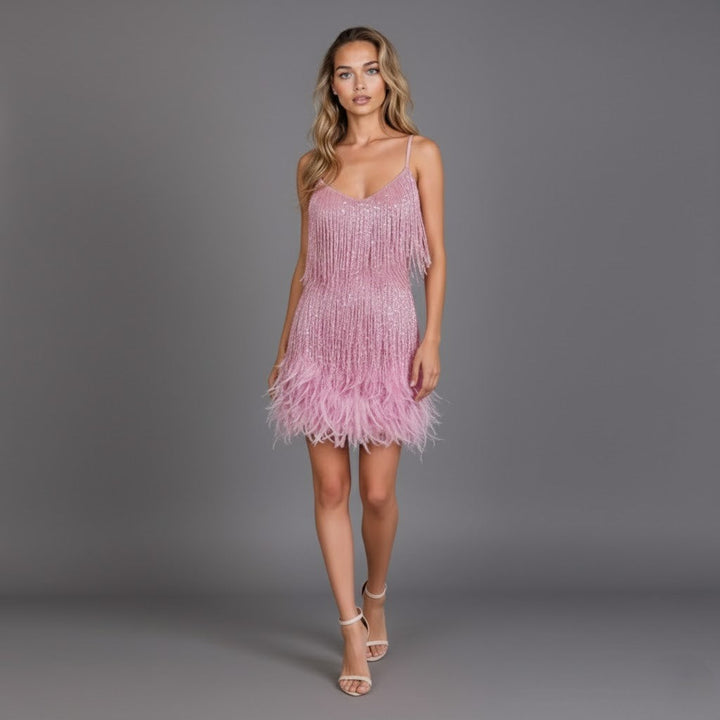 Anastasia | Fringe &amp; Feather Party Dress