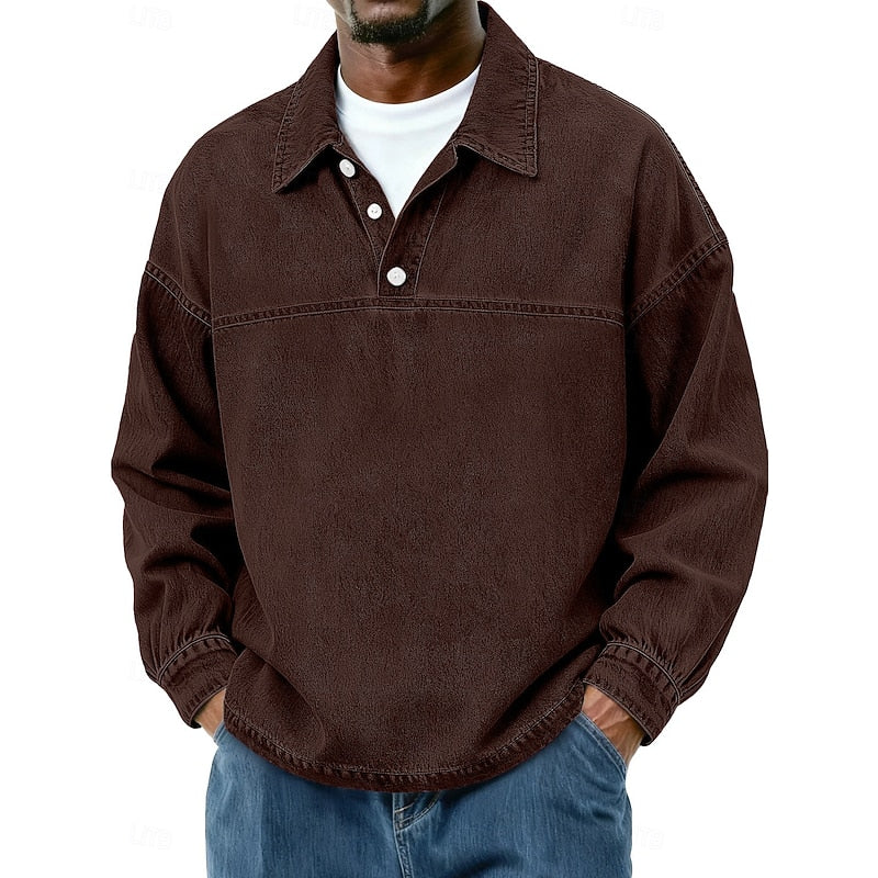 Gabriel | Washed Long Sleeve Polo Shirt