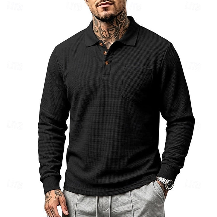 Quentin | Textured Long-Sleeve Polo Shirt