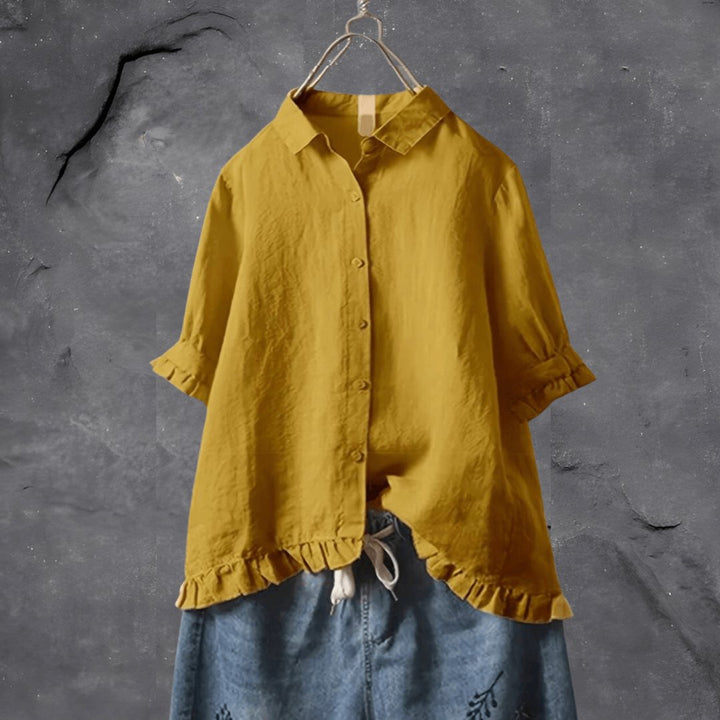 Willa | Ruffle-Hem Collared Blouse