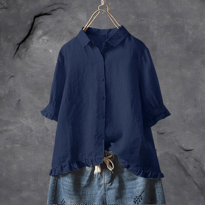 Willa | Ruffle-Hem Collared Blouse