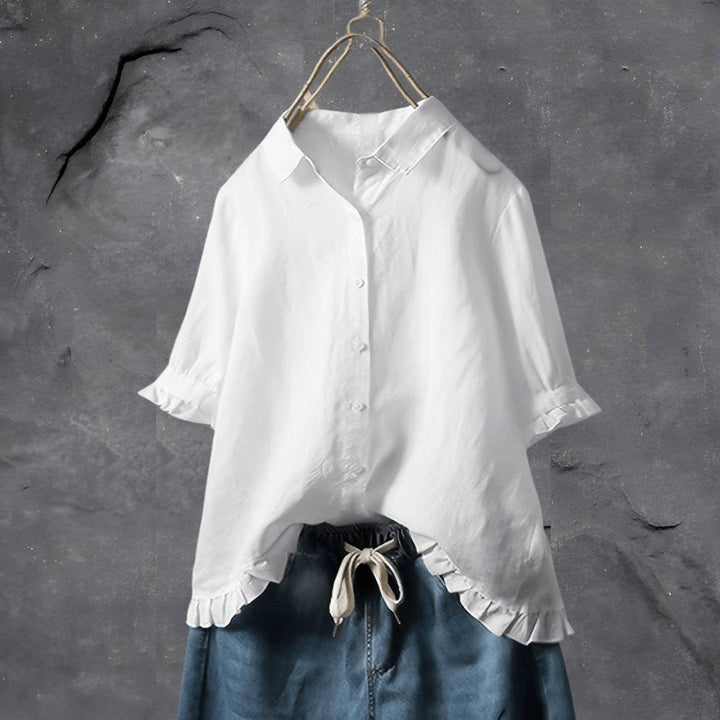 Willa | Ruffle-Hem Collared Blouse