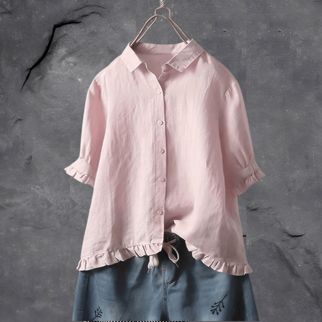 Willa | Ruffle-Hem Collared Blouse