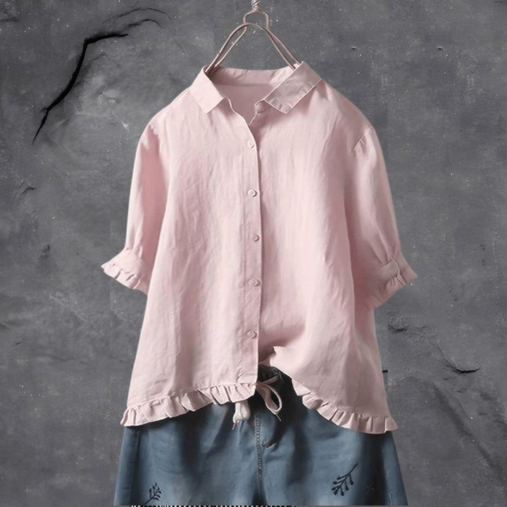 Willa | Ruffle-Hem Collared Blouse