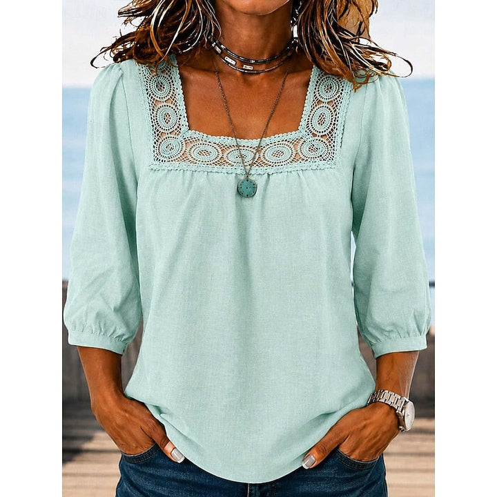 Fern | Lace-Trimmed Square Neck Blouse