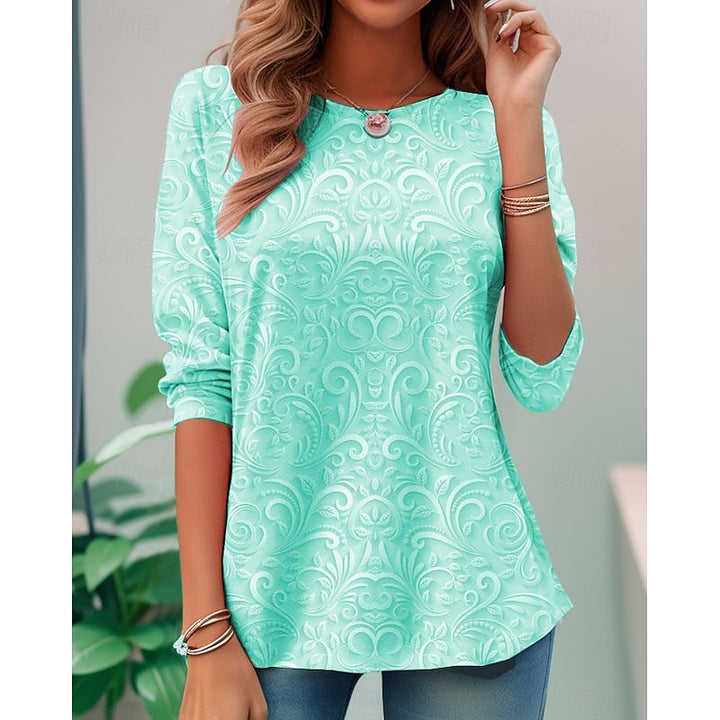 Noelle | Elegant Floral Long-Sleeve Tunic Top