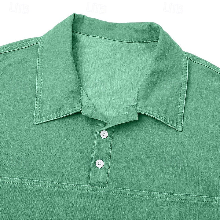 Gabriel | Washed Long Sleeve Polo Shirt