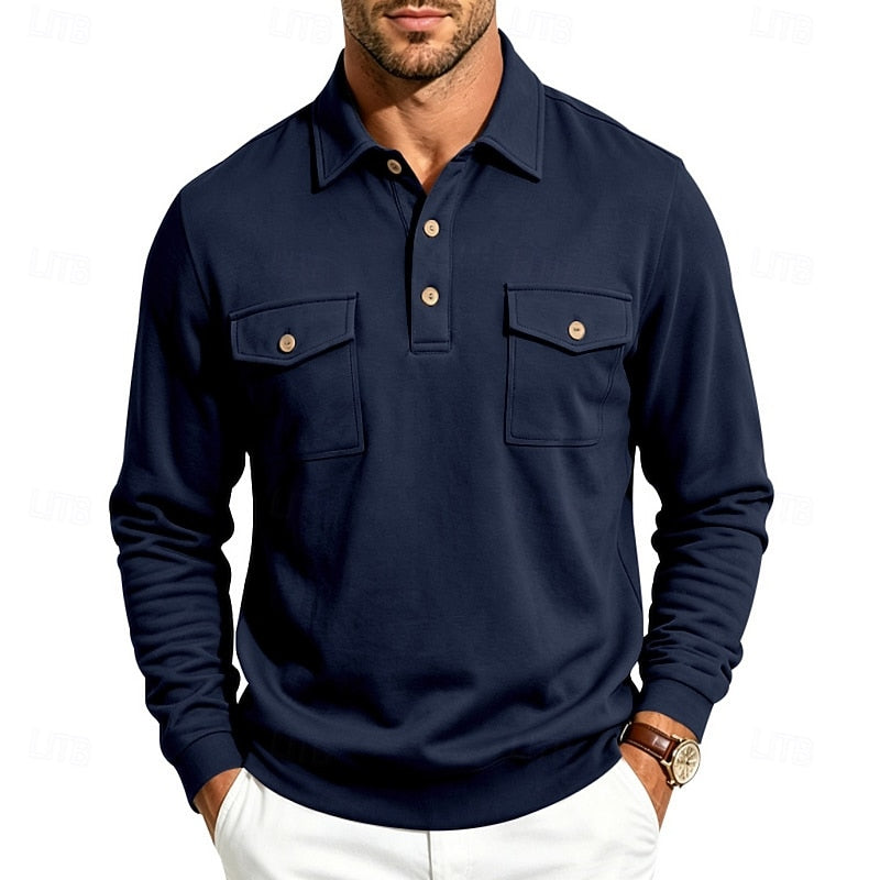 Harold | Refined Long-Sleeve Pocket Polo Shirt