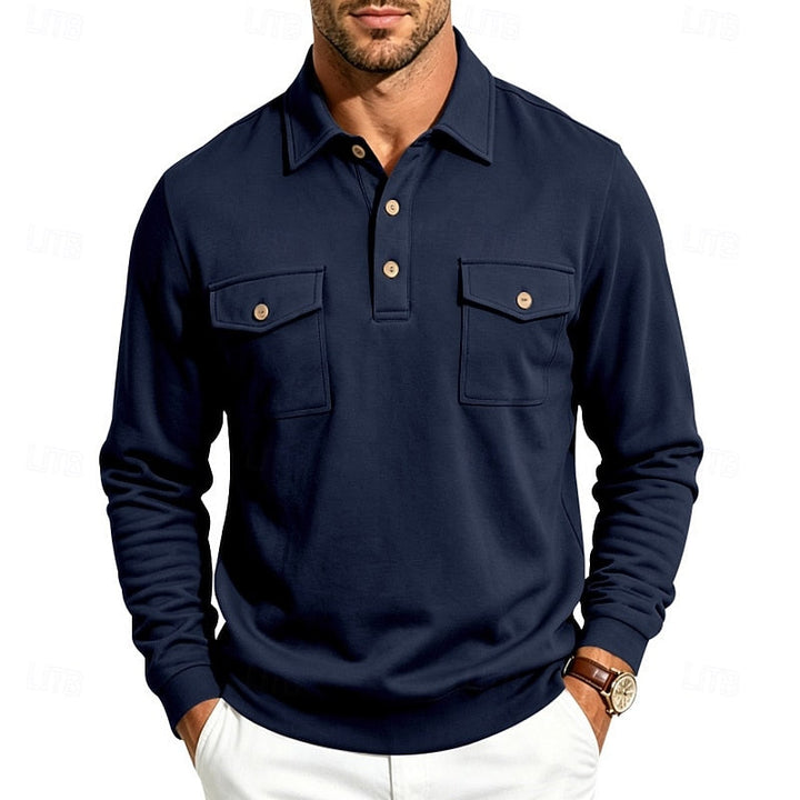 Harold | Refined Long-Sleeve Pocket Polo Shirt