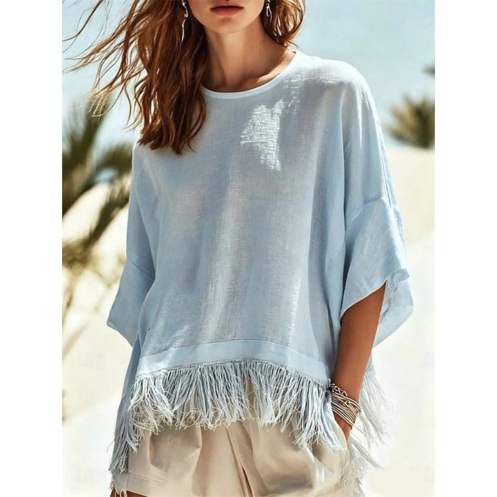 Vera | Fringe-Hem Relaxed Blouse