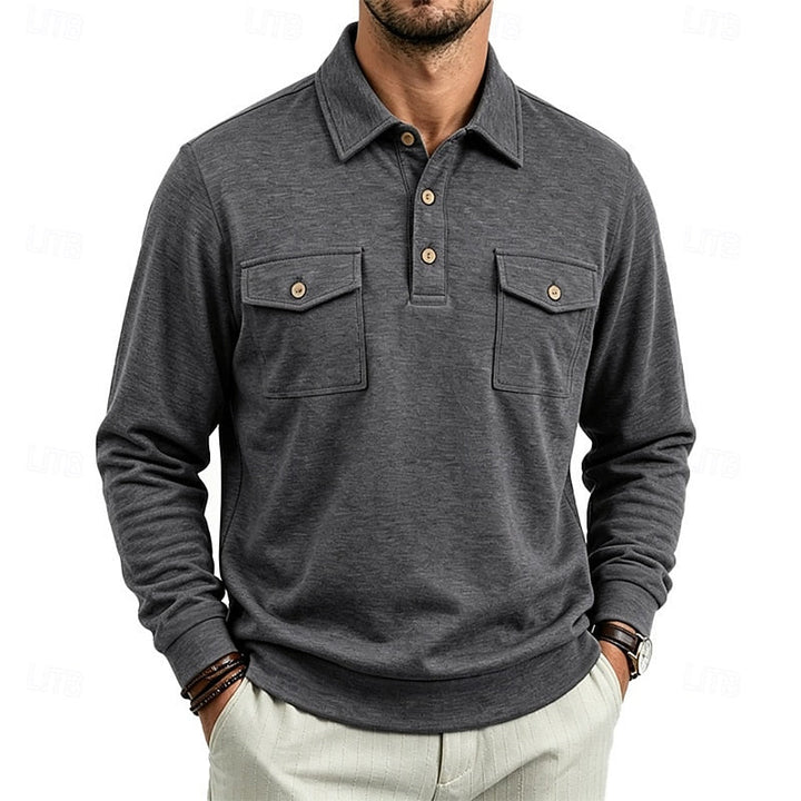 Harold | Refined Long-Sleeve Pocket Polo Shirt