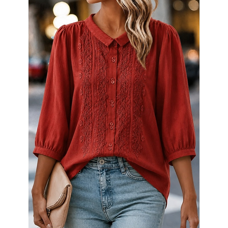 Paige | Embroidered Peter Pan Collar Blouse