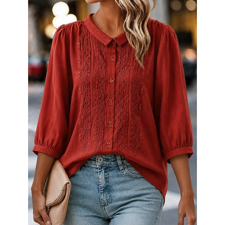 Paige | Embroidered Peter Pan Collar Blouse