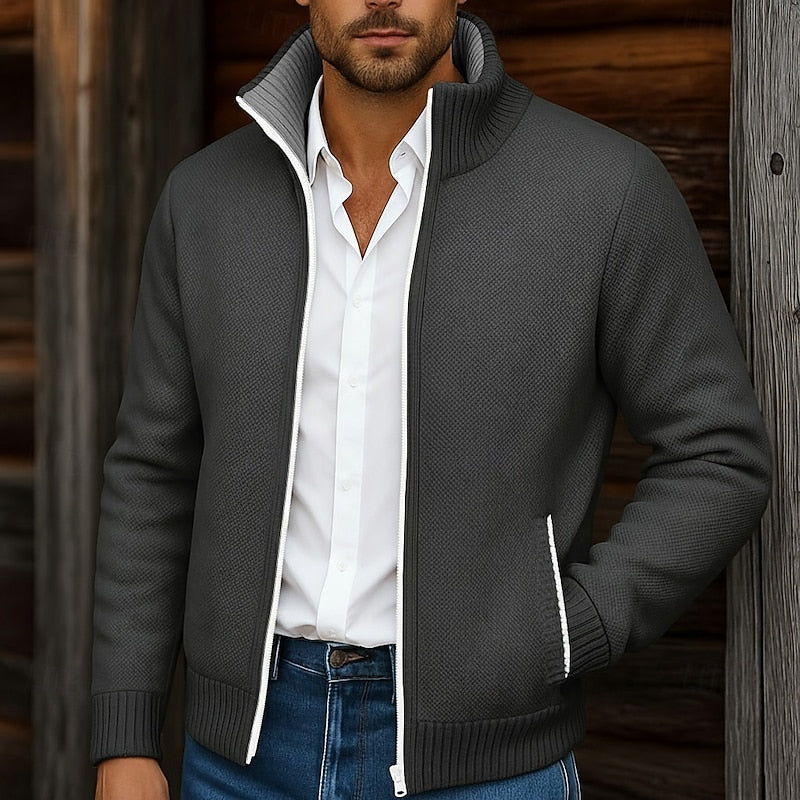 Gregory | Stand-Collar Zip Cardigan