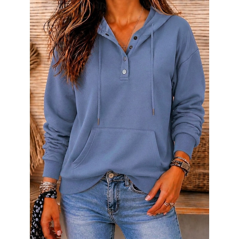 Blythe | Relaxed Button-Neck Hoodie