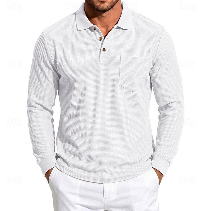 Quentin | Textured Long-Sleeve Polo Shirt