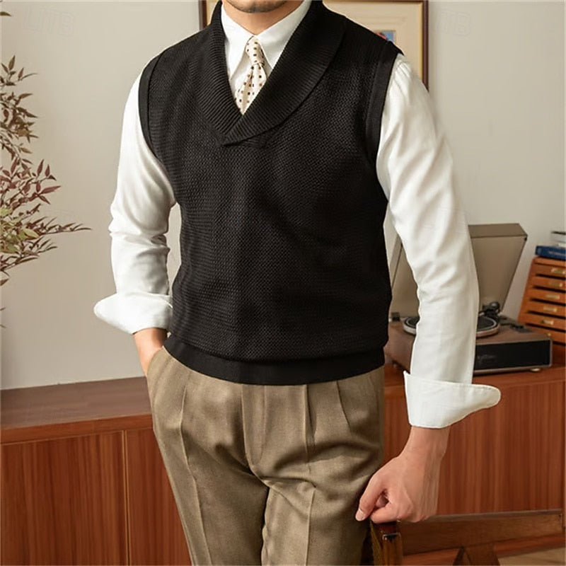 Alden | Shawl-Collar Knit Jumper Vest