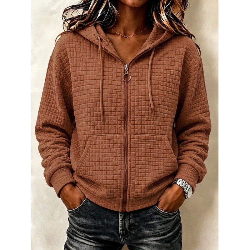 Kathryn | Textured Zip-Up Hoodie